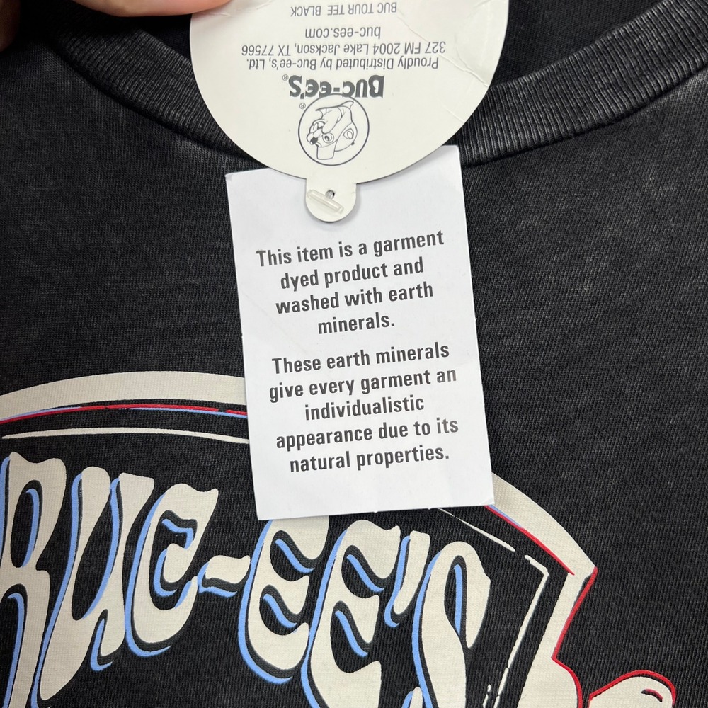Buc-ee's Tour Tee Mens Large Black Graphic Guitar Headstock Mineral Wash T-Shirt - Picture 5 of 10